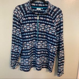 Crown & Ivy Beach Elephant Print Zippered Pullover